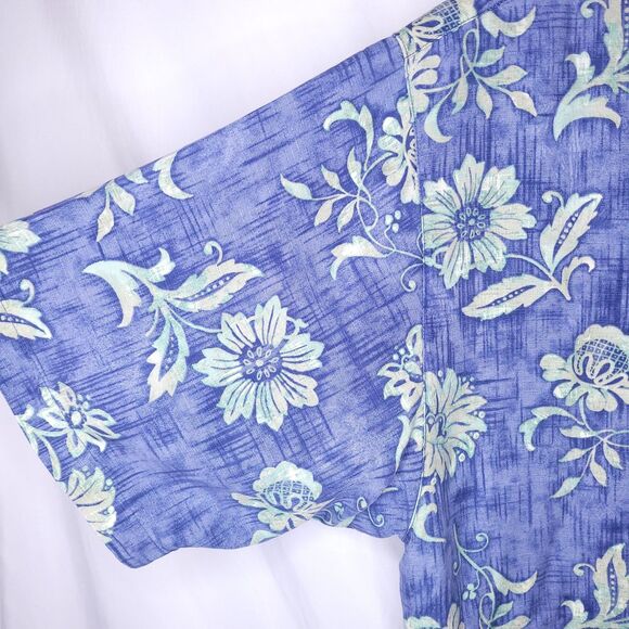 Tommy Bahama Silk Shirt Mens XL Floral Blue Tropical Camp Hawaiian - Picture 3 of 10